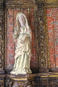 妊娠した聖母マリアの彫刻像、ポルトガル、ラメゴ 1562年頃（彩色済み木材