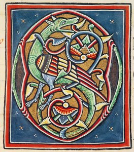 Ms 3089 fol.35r Inhabited Initial O、12世紀または13世紀 作： Portuguese School