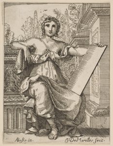 タブレットを持って座っている女性、17 世紀後半から 18 世紀半ば。 作： Possibly by Jean Antoine de Maroulles