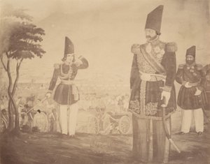 [かつて王の叔父であるアルデシル ミルザが所有していた絵画のペルシャのレビュー]、1840 年代から 60 年代。 作： Possibly by Luigi Pesce.