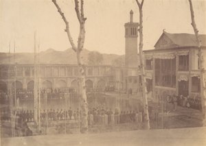 [シャーの宮殿、シャーフェテ デ サラムに敬意を表する、テヘラン、イラン [同じ...、1840 年代から 60 年代。