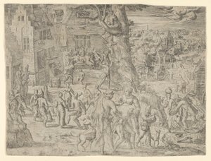 村の博覧会、1549年、1549年。 作： Possibly by Peeter van der Borcht.