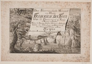 フレデリック 5 世のデンマークとノルウェーを旅した 1749 年のタイトル ページ 作： Poul Isac Grønvold