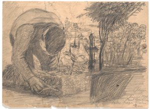 父が母の墓を掘る 作： Poul S. Christiansen