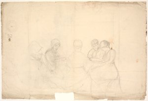 座っている 5 人の人物のグループ
