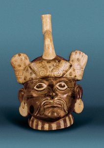 先コロンブス文明：肖像画入り陶製花瓶（ペルー出土 作： Pre Columbian Pre Columbian