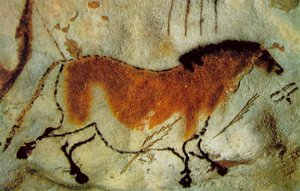 馬、紀元前15、000年から10、000年頃（石の上の色素）