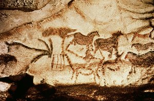 アルタミラ洞窟の馬と鹿、紀元前15000年頃（洞窟壁画） 作： Prehistoric