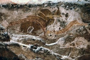 アボリジニの岩絵、オーストラリア、カカドゥ国立公園、ウビール洞窟跡（絵画