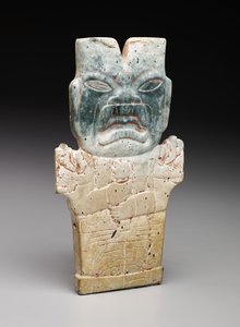 擬人化されたプラーク、おそらく火の蛇、先古典期、紀元前800〜400年（蛇紋石と辰砂） 作： Prehistoric Prehistoric