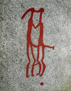 北欧の青銅器時代：抱擁するカップル、スウェーデン、タヌムの岩石彫刻 作： Prehistoric Prehistoric