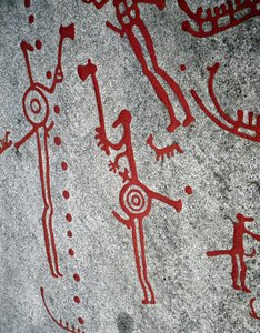 北欧の青銅器時代：スウェーデン、タヌムの狩猟者、岩石彫刻 作： Prehistoric Prehistoric