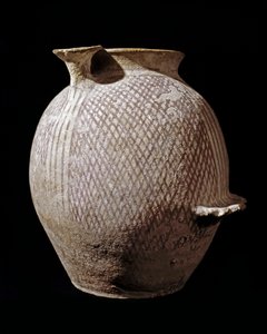 プレヒストワール：ジェリコのポリクローム陶器の花瓶。紀元前3000-2100年。アンマン、考古学博物館、ヨルダン 作： Prehistoric Prehistoric