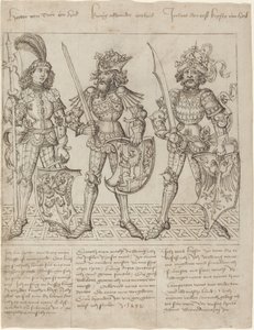 トロイのヘクター、アレキサンダー大王、ユリウス・カエサル 作： Primary Master of the Strassburg Chronicle