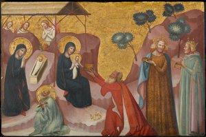キリスト降誕とマギの礼拝、1325～1330年頃（パネルにテンペラと金箔） 作： Pseudo Jacopino di Francesco
