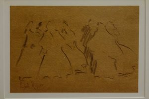 女性像のスケッチ、ナルシス・プゲ・リケル、木炭画、プゲ美術館、カン・ローディスの貴族の家、ダルト・ビラ、イビサ島、スペイン、バルアリク諸島 作： Puget Riquer