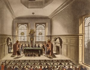 アッカーマンの「ロンドンの小宇宙」の宝くじ抽選、クーパーズホール 作： Pugin and Rowlandson