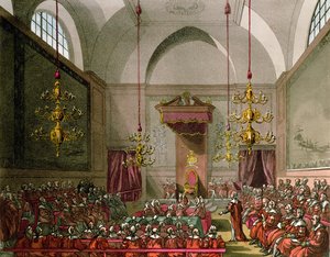 アッカーマンの「ロンドンの小宇宙」からの貴族院 作： Pugin and Rowlandson