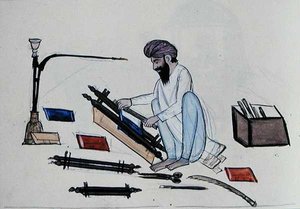ブックバインダー 1890年頃 （水彩・紙） 作： Punjabi School
