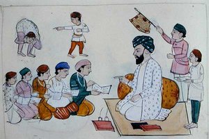 先住民族の学校」1890年頃（水彩・紙） 作： Punjabi School