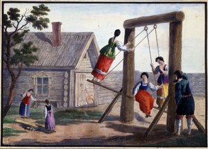 田舎の娯楽。 Pyotr Alexandrovich Alexandrov (1794-?) による絵画。 紙に水彩、インク 作： Pyotr Alexandrovich Alexandrov