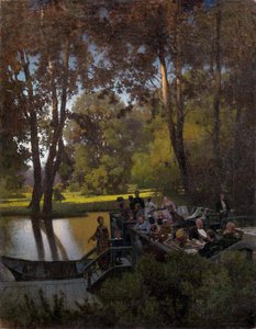 ""Dejeuner au parc" (公園での昼食) Peinture de Pyotr Alexandrovich Sukhodolsky (Soukhodolsky) (1835-1903) キャンバスに油彩 Dim 61.5x48 cm 個人蔵 作： Pyotr Alexandrovich Sukhodolsky