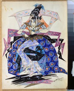 イゴール・ストラヴィンスキー（1882-1971）によるバレエ「ペトルーシュカ」の衣装デザイン（I.ストラヴィンスキーによるバレエ「ペトルーシュカ」の衣装デザイン）。 Pyotr Boborykin (Piotr Boborykin) (1836-1921) による描画。 紙に水彩、鉛筆、35.6 x 26.5 cm 作： Pyotr Boborykin