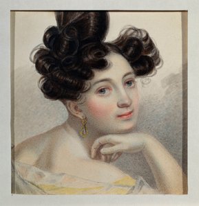 バルメンのグラフィラ伯爵夫人の肖像画。 ピョートル (ピョートル) フョードロヴィチ ソコロフ (ピーター ソコロフ) (1791-1848) の作品、紙に水彩、1828 年頃。ロシア美術 作： Pyotr Fyodorovich Sokolov