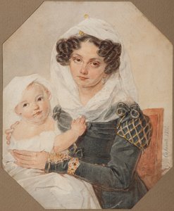 伯爵夫人マリアニコライエフナヴォルコンスカヤ1805-1863の肖像、息子ニコライ、1826年 作： Pyotr Fyodorovich Sokolov