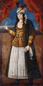 女性の肖像、c。 1850 作： Qajar School