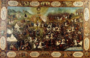 フセインの殉教、c。 1860-70 作： Qajar School