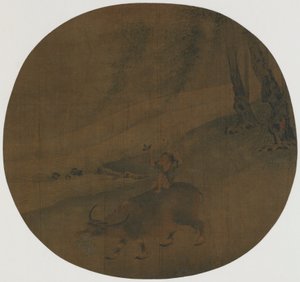 水牛に乗った少年、明代、16～17世紀。 作： Qin Shunyou