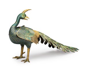 七宝焼の孔雀形の香炉 作： Qing Dynasty   Qianlong Period Chinese School