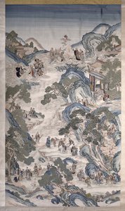 グループ不滅の集まり、1800年頃（テキスタイル） 作： Qing Dynasty Chinese School