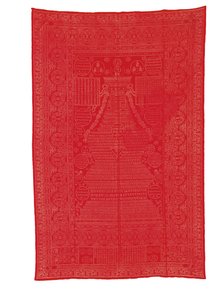 赤地のシルクブロケードカバー、清朝後期 作： Qing Dynasty Chinese School