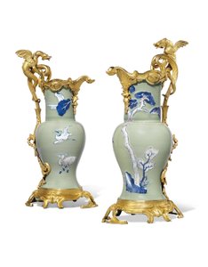 ルイ15世の一対の陶器、磁器1662-1722、マウントc.1745-49