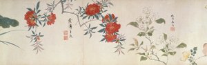 花、絵巻（紙に墨、彩色） 作： Qing Dynasty Chinese School