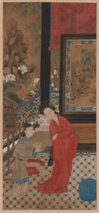 風呂を出る楊貴妃 作： Qing Dynasty Chinese School
