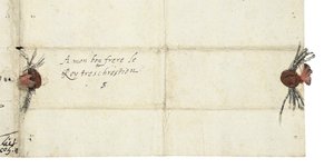 イングランドのエリザベス1世からフランスのアンリ4世への手紙の葉の宛名、c.1596 作： Queen Elizabeth I of England and