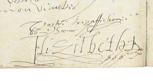 イングランドのエリザベス1世からフランスのアンリ4世への手紙の署名、c.1596