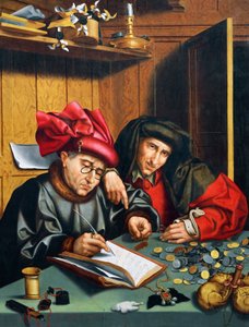 1515年頃の金貸し、Quinten Metsys（1466-1530）、オランダ 作： Quentin Massys or Matsys