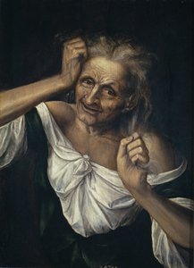 彼女の髪を引き裂く老婆 作： Quentin Massys or Metsys