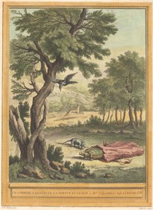 カラス、ガゼル、カメ、ネズミ (カラス、ガゼル、カメ、およびラット) 作： Quentin Pierre Chedel after Jean Baptiste Oudry