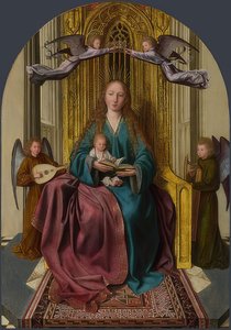 マドンナと子供は4人の天使に即位しました。 1506-09頃 作： Quinten Massys