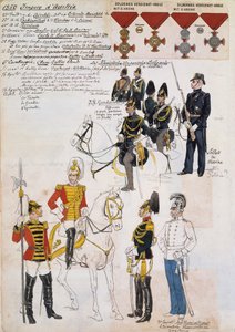 第3騎兵隊大公マクシミリアン連隊のジャンダルム、海軍兵、将校、オーストリア帝国軍服 作： Quinto Cenni