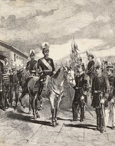 日本の陸軍。歩兵、参謀、少将、騎兵、副将、歩兵大尉、砲手、日本、L