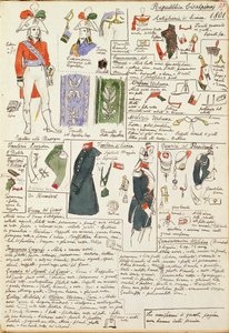 1801年からのチサルピーネ共和国時代の軍服。カラー図版：Cenni Quinto
