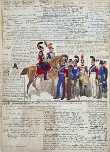 徒歩と馬に乗った将校と士官候補生、教皇庁のユニフォーム 作： Quinto Cenni