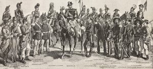 1859年のピエモンテ軍：歩兵、砲兵、工兵、擲弾兵、将校、将軍、槍兵、騎兵、銃兵、L