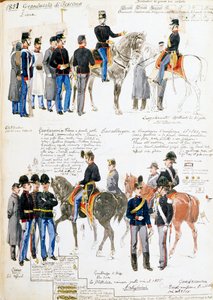 1851年のトスカーナ大公国の軍服（クイント・チェンニ（1845-1917）が描いた軍事スケッチ集「チェンニ写本」からの抜粋